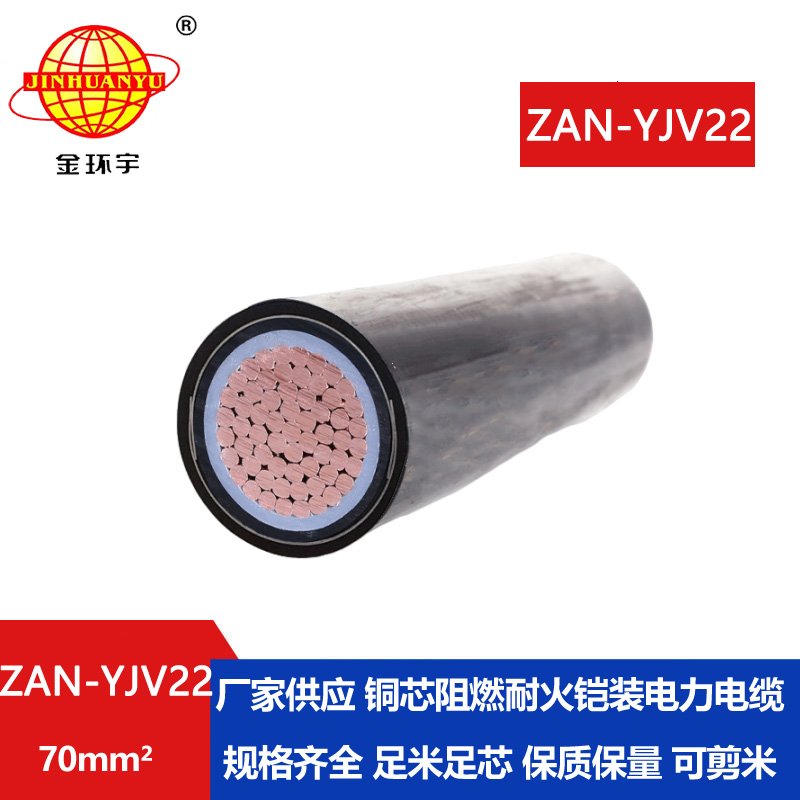 金環宇電纜 單芯電力電纜ZAN-YJV22-70平方 鎧裝阻燃