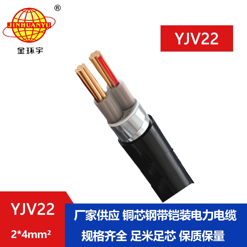 金環宇電線電纜 銅芯 鎧裝電力電纜YJV22 2X4平方