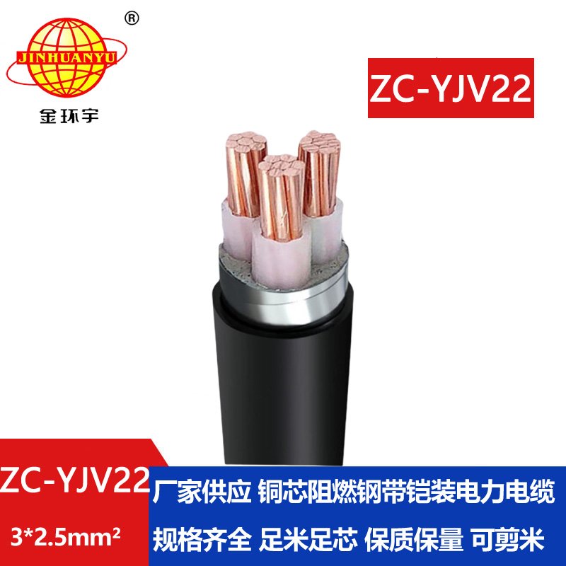 金環(huán)宇電纜 深圳c級(jí)阻燃yjv22電纜ZC-YJV22 3X2.5鎧裝