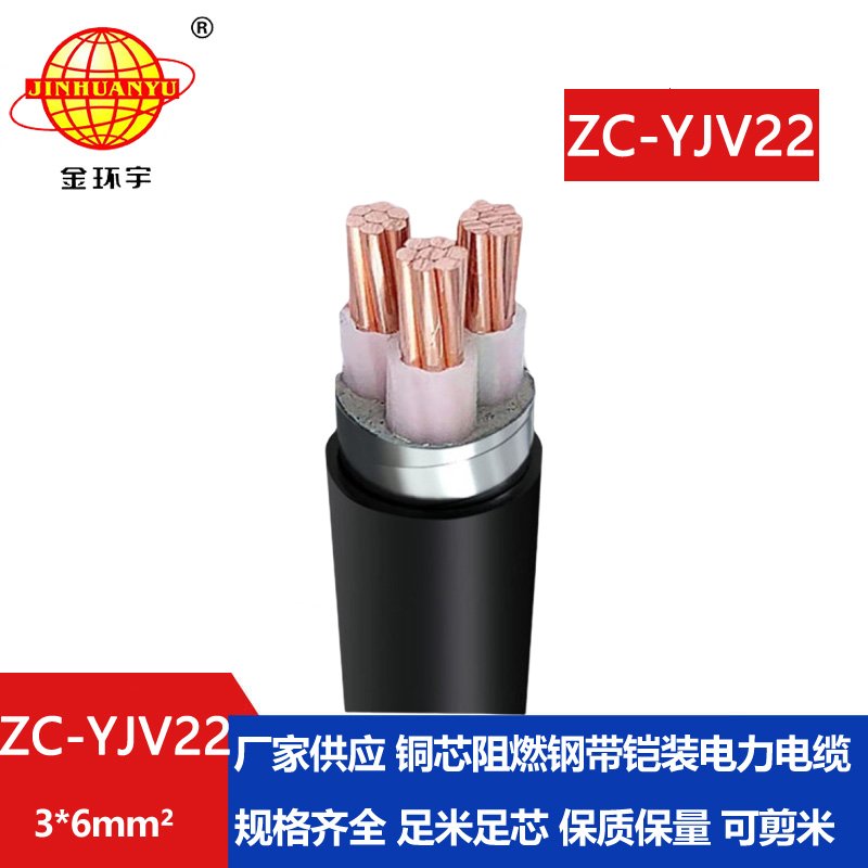 金環宇電纜 ZC-YJV22 3X6平方 鎧裝電力電纜 阻燃y